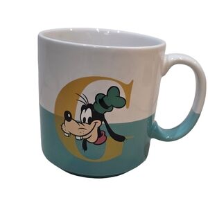 Disney Parks GOOFY MEANS WELL Coffee Mug Green & White Goldtone G NEW